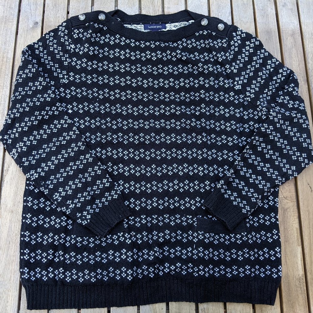 Land's End Pullover Sweater Shoulder Button
